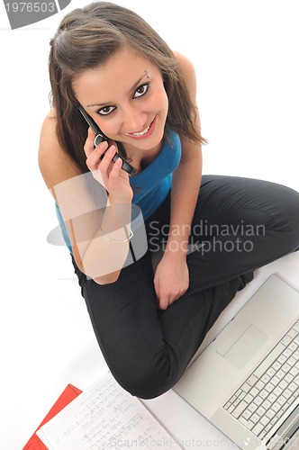 Image of young girl work on laptop