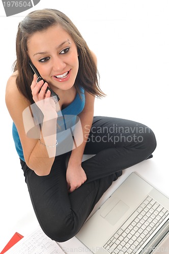 Image of young girl work on laptop