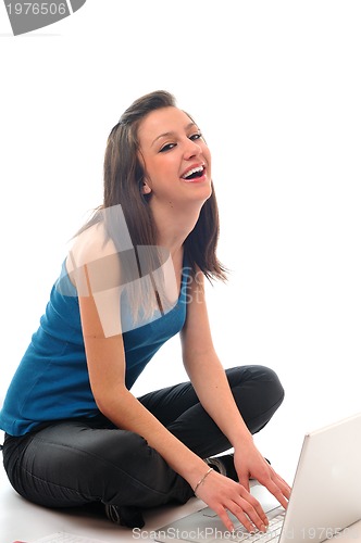 Image of young girl work on laptop