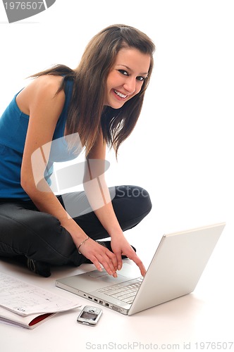 Image of young girl work on laptop