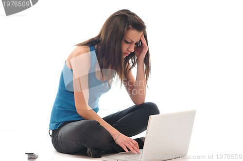 Image of young girl work on laptop