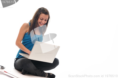 Image of young girl work on laptop