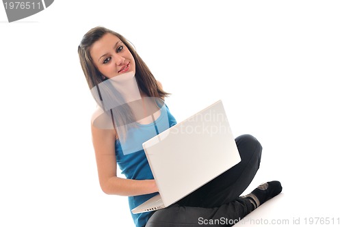 Image of young girl work on laptop