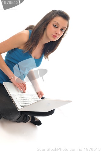 Image of young girl work on laptop