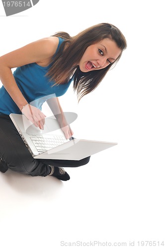 Image of young girl work on laptop