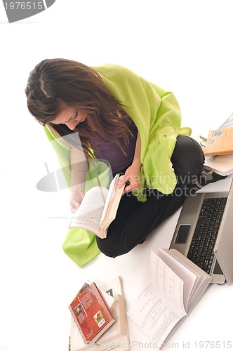 Image of young girl work on laptop