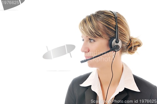 Image of isolated business woman with headset 