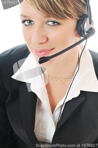 Image of isolated business woman with headset 