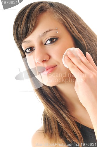 Image of woman isolated face clean treatment