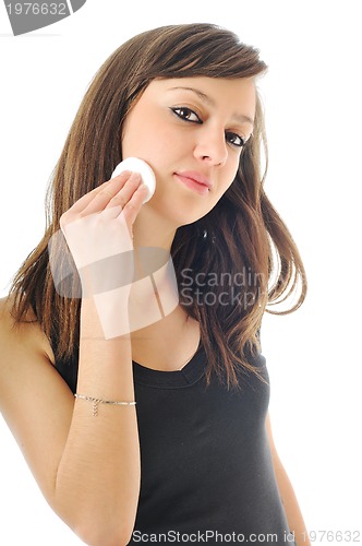 Image of woman isolated face clean treatment