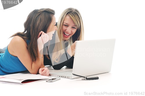 Image of two girl work on laptop