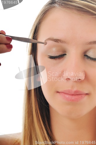 Image of woman isolated eye brow beauty treatment