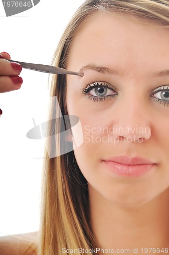 Image of woman isolated eye brow beauty treatment