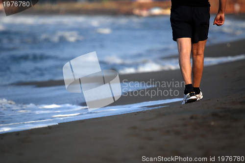 Image of man walking on beach