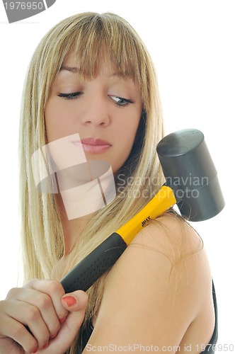 Image of woman hammer isolaed