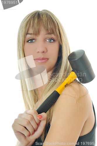 Image of woman hammer isolaed