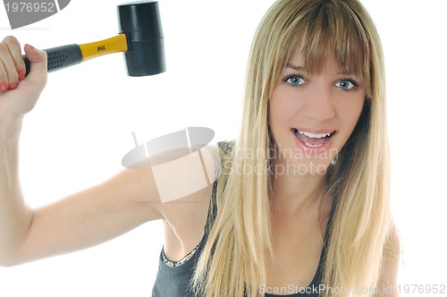 Image of woman hammer isolaed