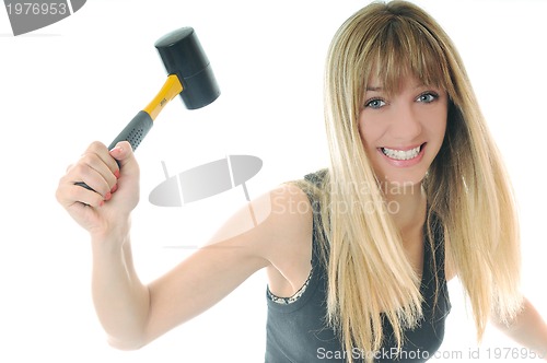 Image of woman hammer isolaed