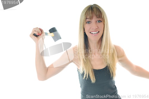 Image of woman hammer isolaed