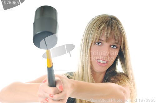 Image of woman hammer isolaed