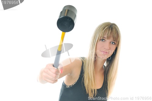 Image of woman hammer isolaed