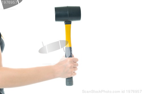 Image of woman hammer isolaed