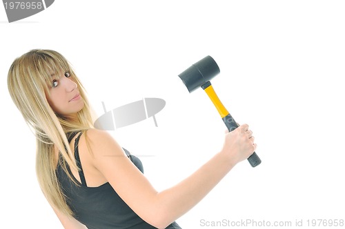 Image of woman hammer isolaed