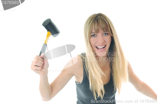 Image of woman hammer isolaed