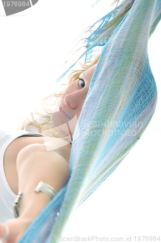 Image of happy woman scarf