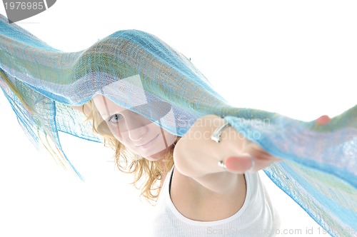 Image of happy woman scarf