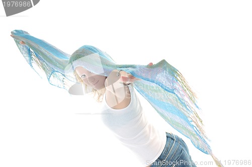 Image of happy woman scarf