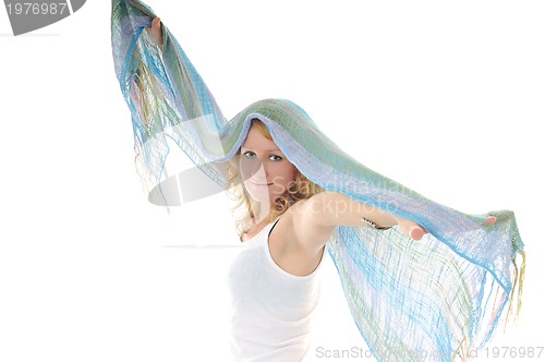 Image of happy woman scarf