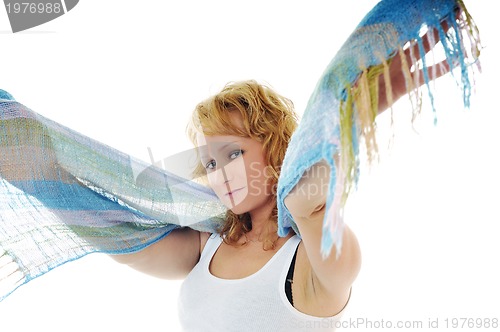Image of happy woman scarf