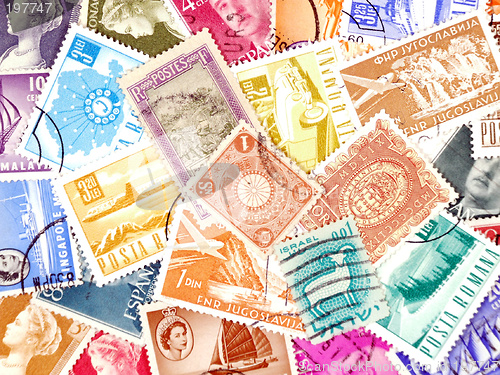 Image of Diverse and colorful postage stamps