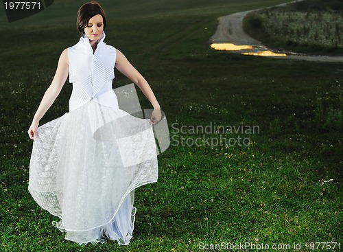 Image of beautiful bride outdoor after wedding ceremny
