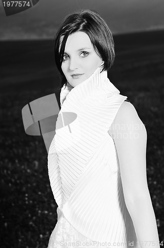 Image of beautiful bride outdoor after wedding ceremny