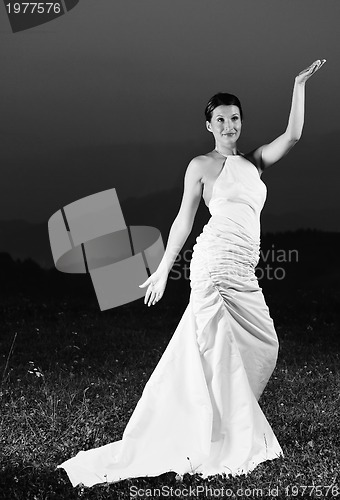 Image of beautiful bride outdoor after wedding ceremny