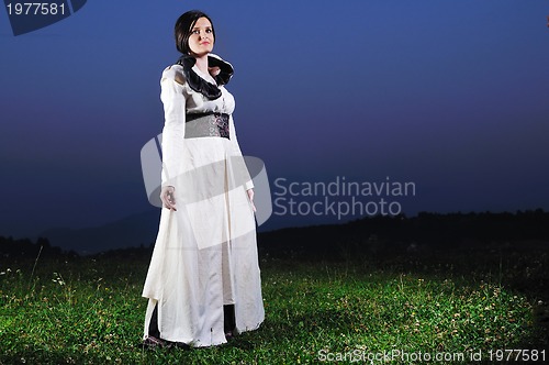 Image of beautiful bride outdoor after wedding ceremny