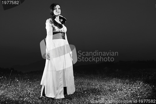 Image of beautiful bride outdoor after wedding ceremny