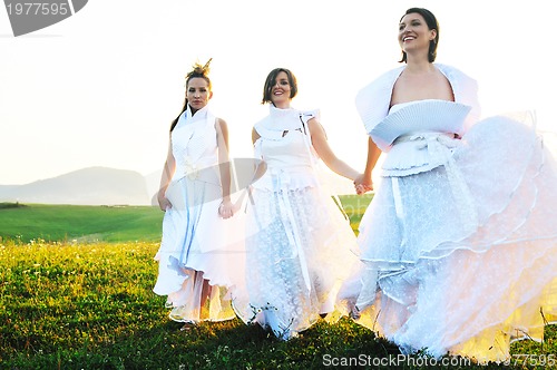 Image of running  bride...