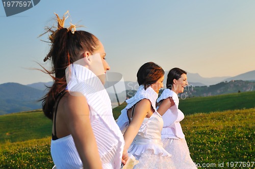 Image of running  bride...