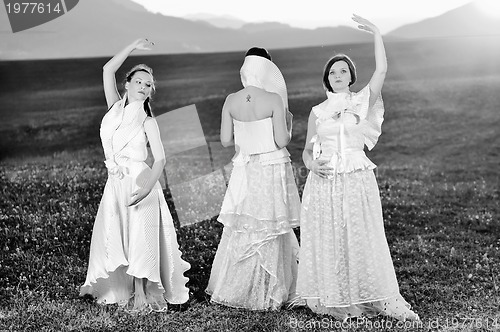 Image of running  bride...