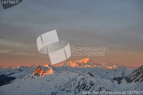 Image of mountain snow sunset