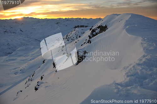 Image of mountain snow sunset