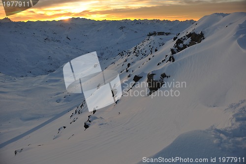 Image of mountain snow sunset