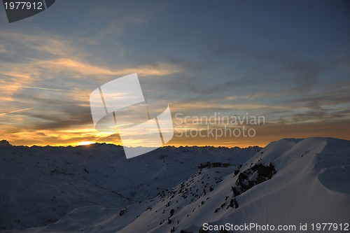 Image of mountain snow sunset