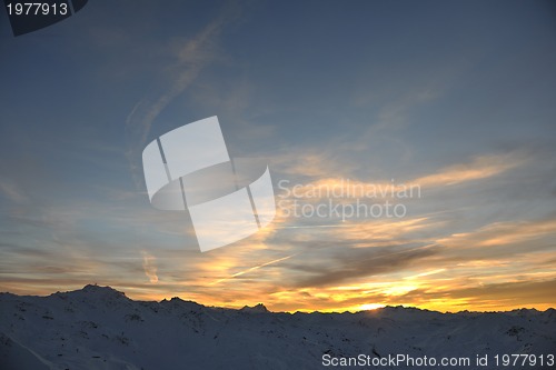 Image of mountain snow sunset