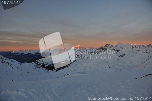 Image of mountain snow sunset