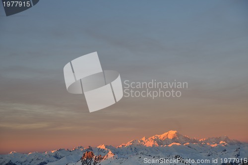 Image of mountain snow sunset