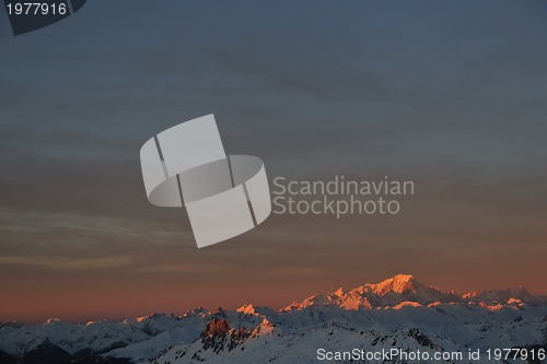 Image of mountain snow sunset